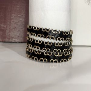 Jose Cotel leather gothic gold metallic embellished vintage chocker necklace